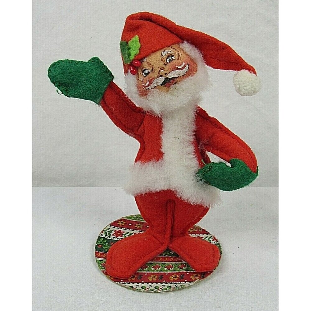 Vintage Annalee Mobilitee Doll Santa Painted Face Waving Standing 1981
